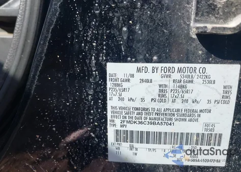 2009 Ford Edge Se from USA, damaged, VIN 2FMDK36C39BA57041